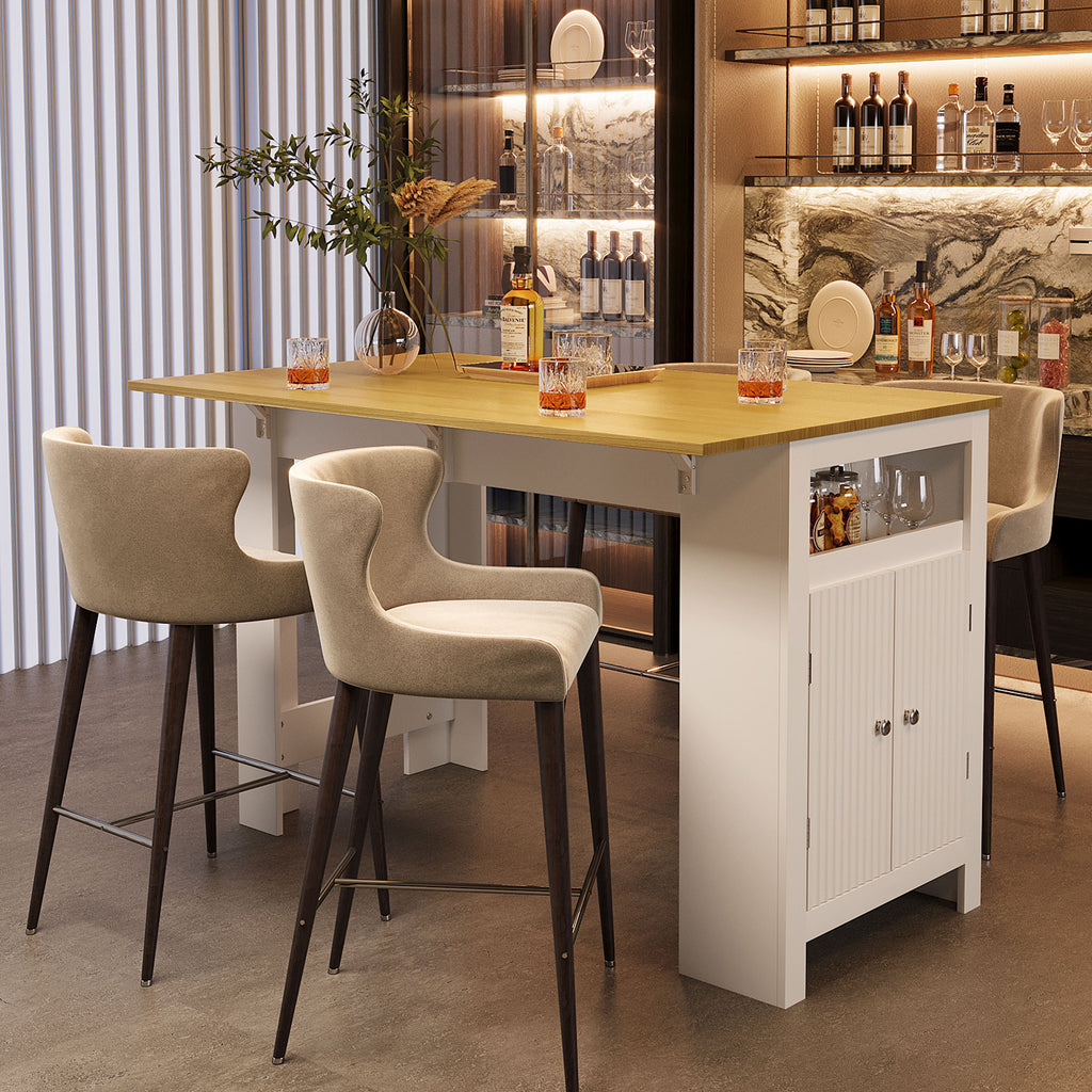 [variant:N889P428028O] 3-in-1 Kitchen Island with Foldable Dining Table image 1