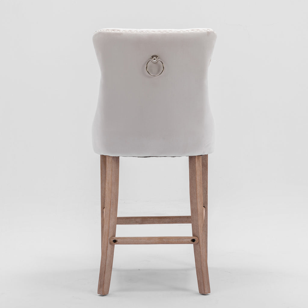 [variant:W5755P474584] Set of 2 Beige Velvet Bar Stools image 6