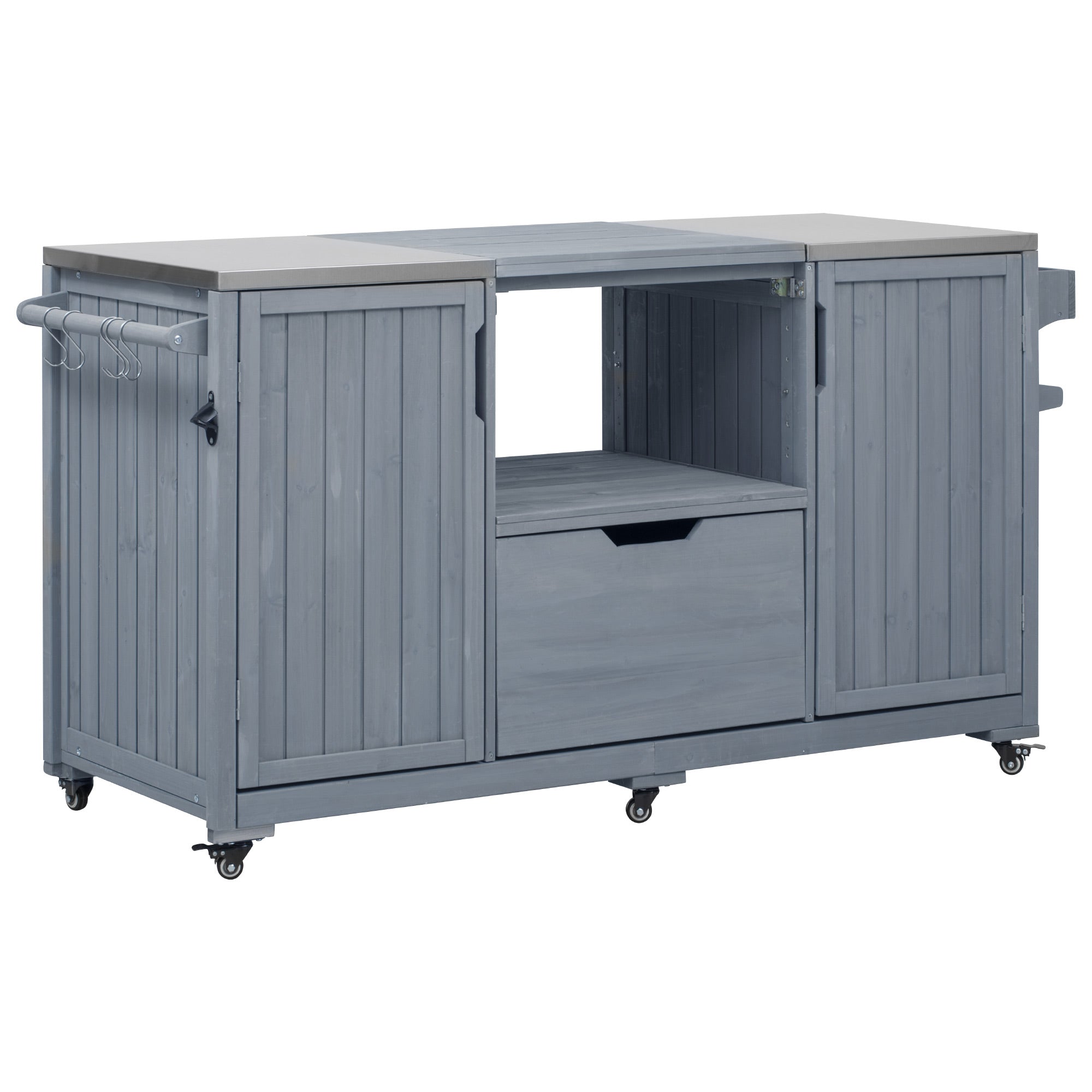 [variant:N853P386132G] Outdoor Grill Cart for 21–22-Inch Kamado Grills – Gray and Blue, 66.5-Inch image 37