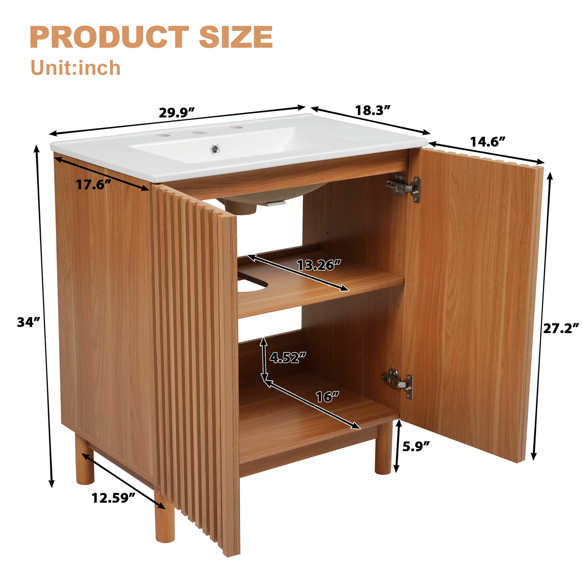 [variant:N729P339777O] Traditional Bathroom Vanity with Ceramic Sink – 29.9-Inch image 9