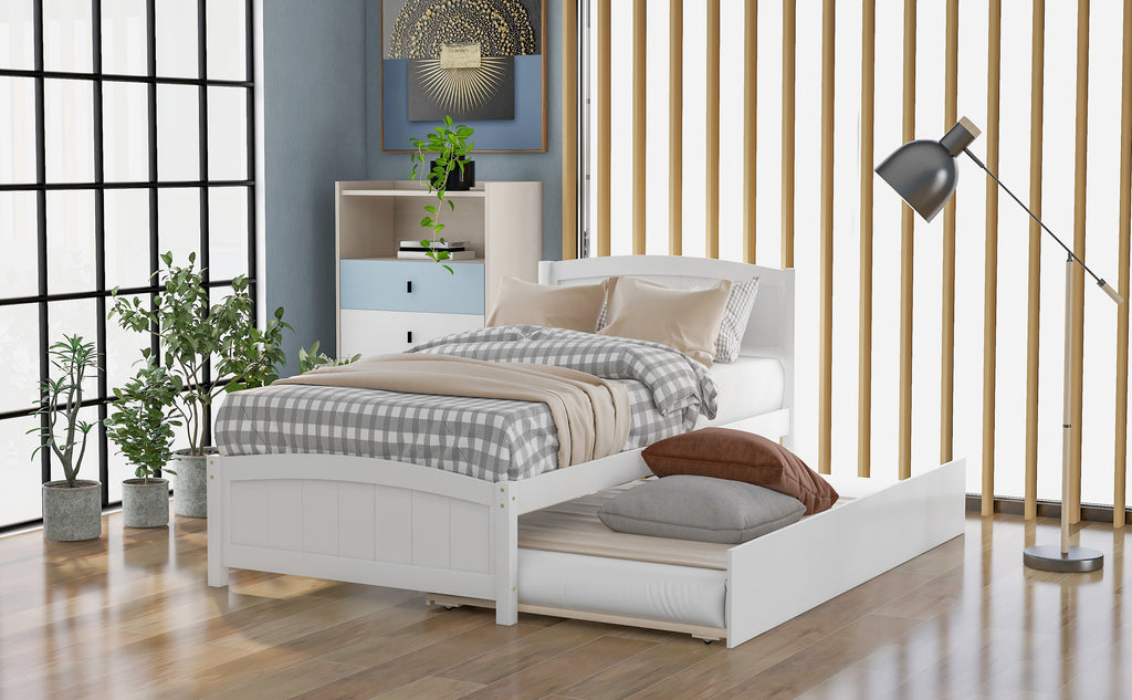 [variant:N850P475821K] Twin Platform Bed with Twin Trundle – White image 11