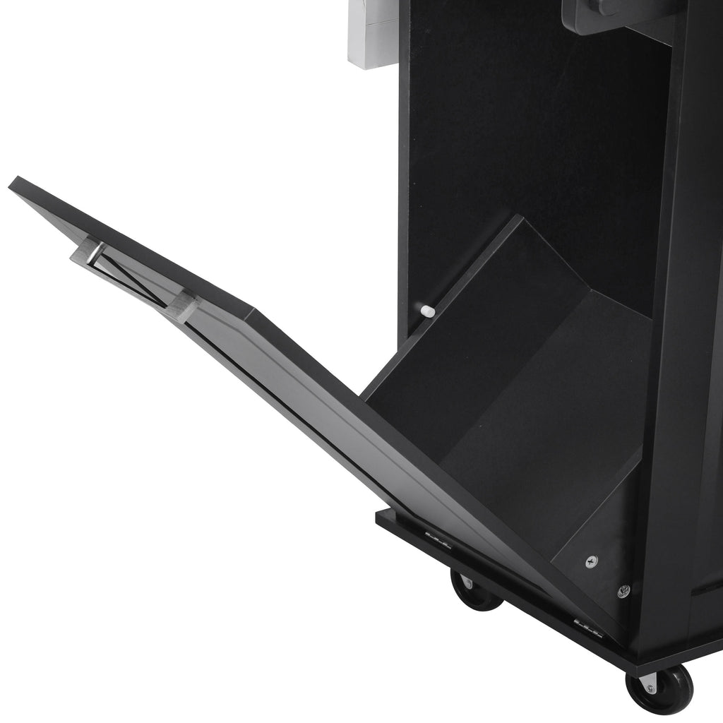 [variant:N853P390045B] Rolling Kitchen Island with Tilt-Out Trash Cabinet – Black, 50.7-Inch image 48