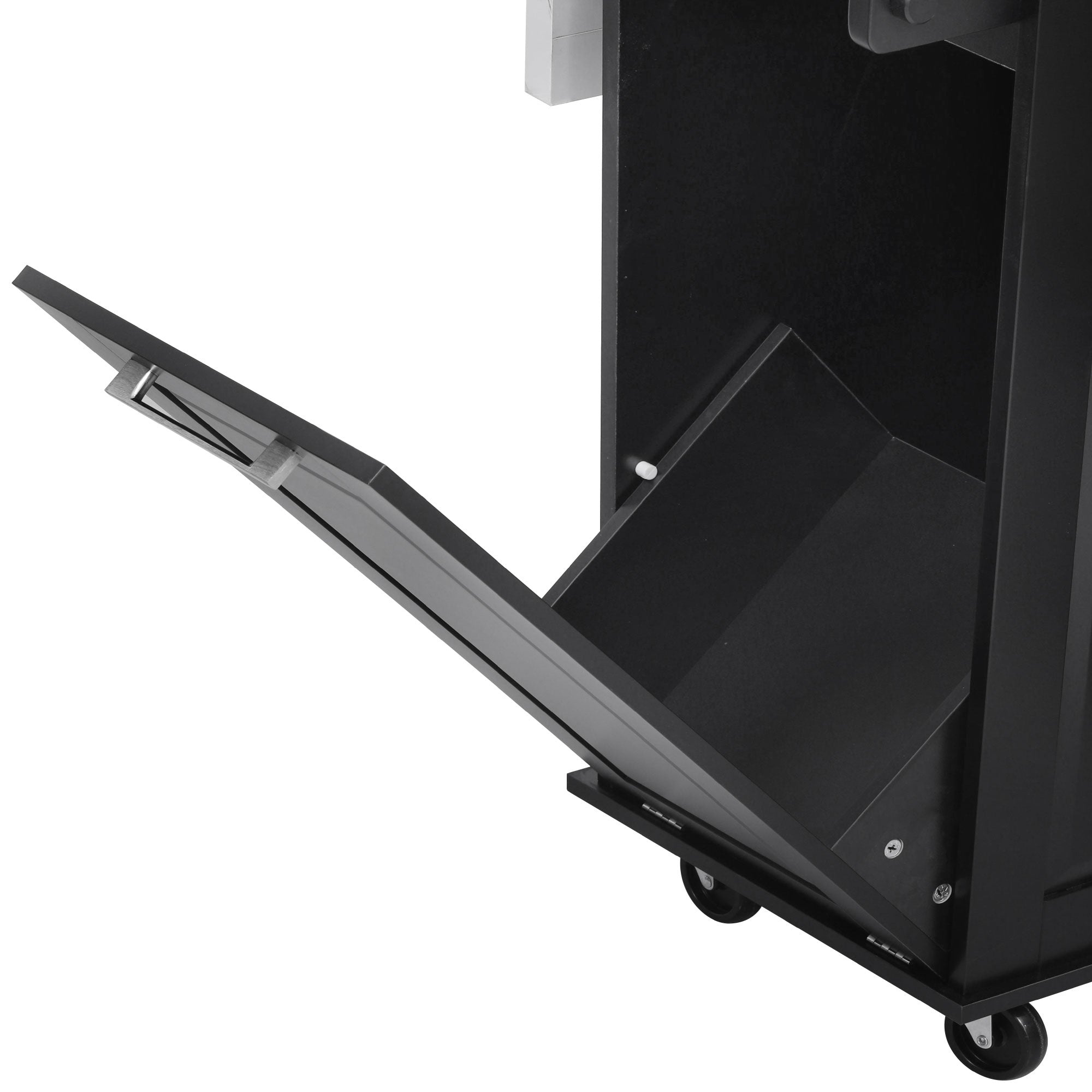 [variant:N853P390045B] Rolling Kitchen Island with Tilt-Out Trash Cabinet – Black, 50.7-Inch image 48