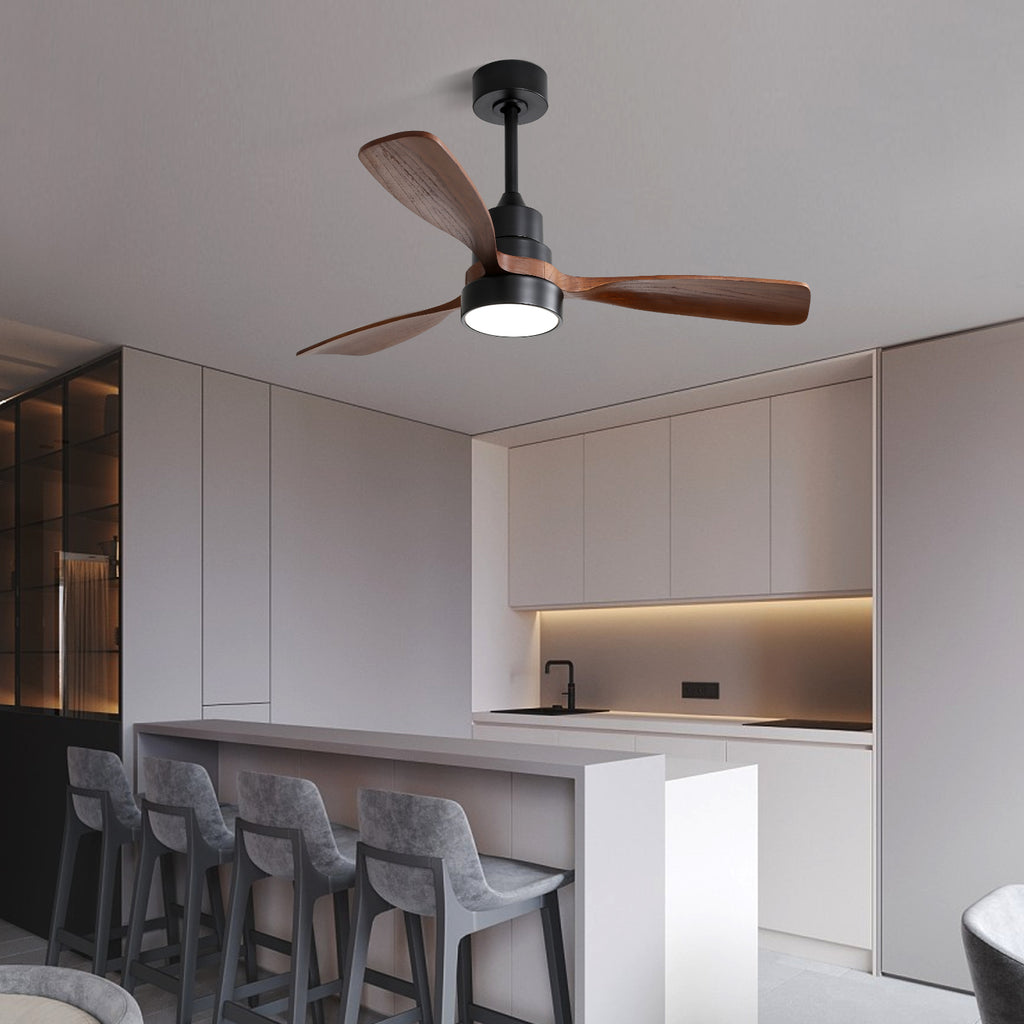 [variant:W5691P514926] Matte Black Solid Wood Ceiling Fan with Dimmable Light – 48-Inch image 5