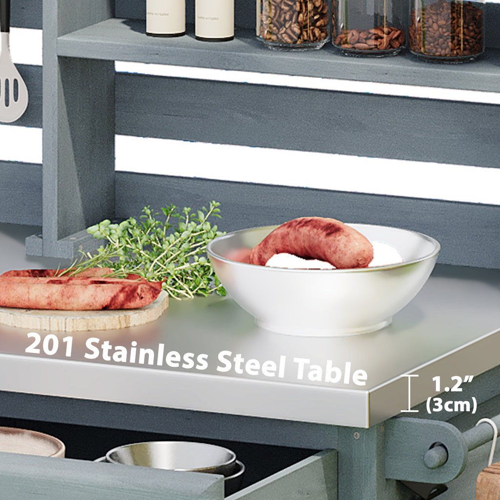 [variant:N853P386121G] Rolling Outdoor Potting Bench with Stainless Steel Top image 16