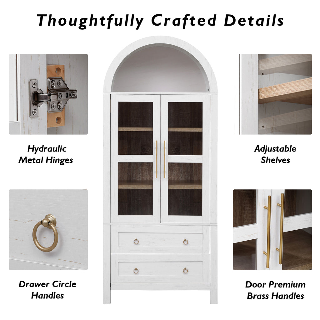 [variant:N853P387781W] Arched Glass-Door Pantry Cabinet – 71-Inch image 25