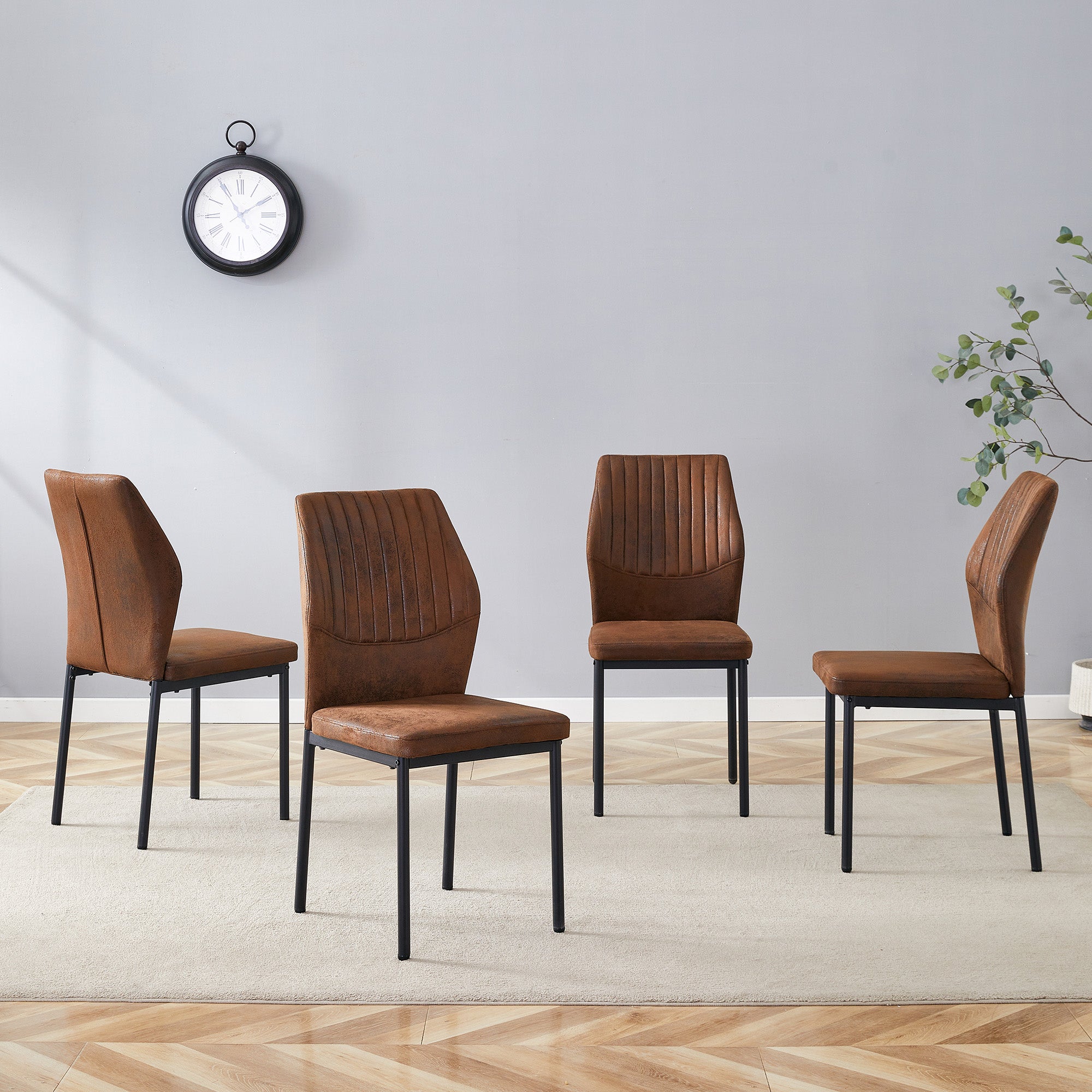[variant:W3806P409450] Vertical-Channel Dining Chairs – Sets of 2 or 4 – Brown+Black image 1