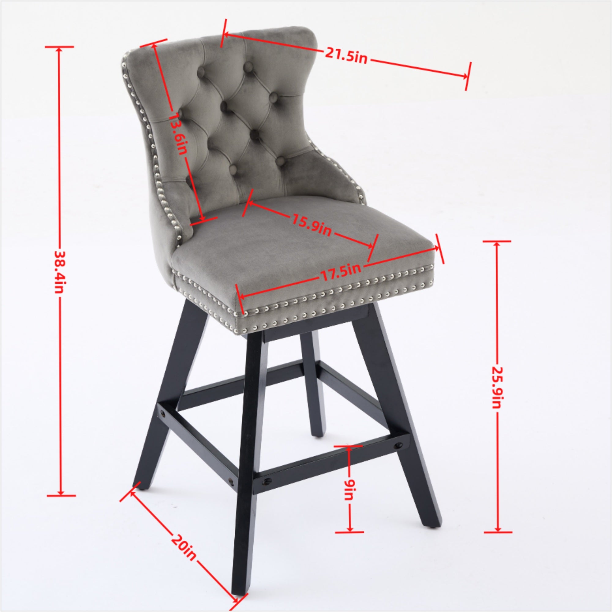 [variant:W5755P512968] Set of 2 Beige Velvet Swivel Bar Stools image 8