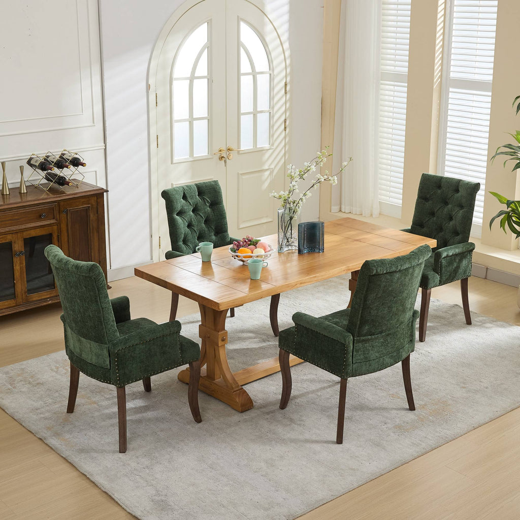 [variant:W5755P503872] Tufted Chenille Dining Armchair – Olive Green image 24