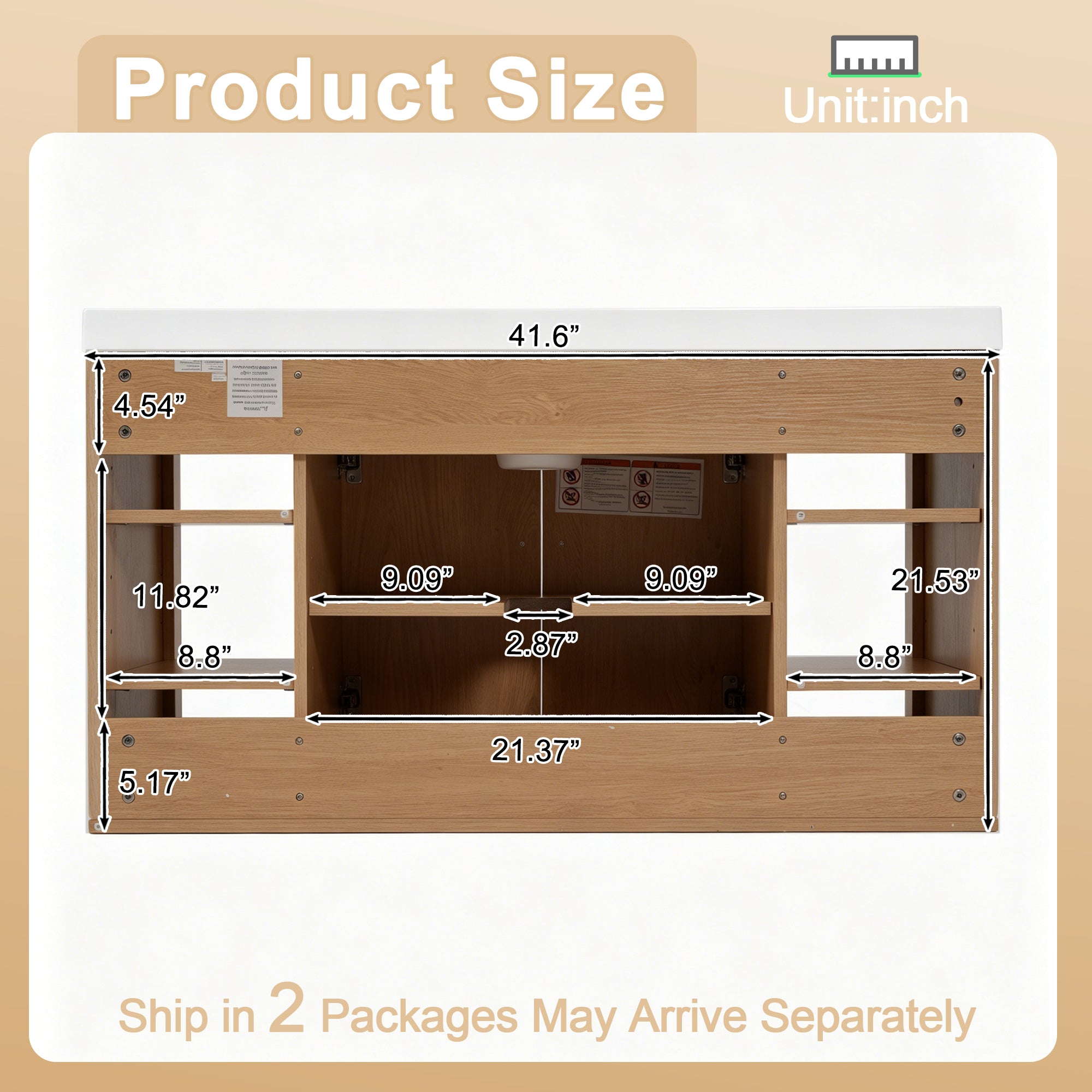 [variant:N729P000039N] Wall-Mounted Bathroom Vanity with SMC Sink – 42-Inch image 10
