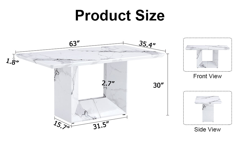 [variant:W3806S00015] White Marble-Look Dining Table image 8