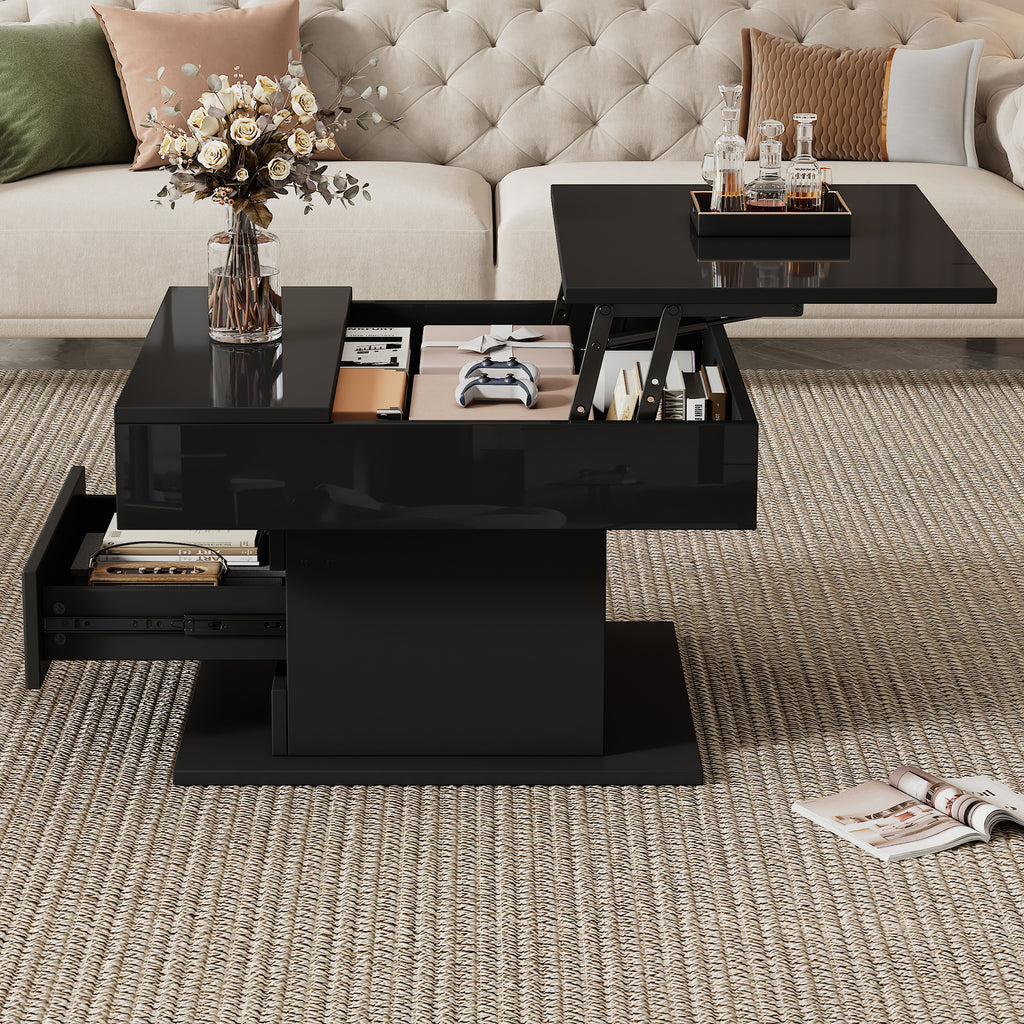 [variant:N892P423296B] Black 360° Rotating Lift-Top Coffee Table image 5
