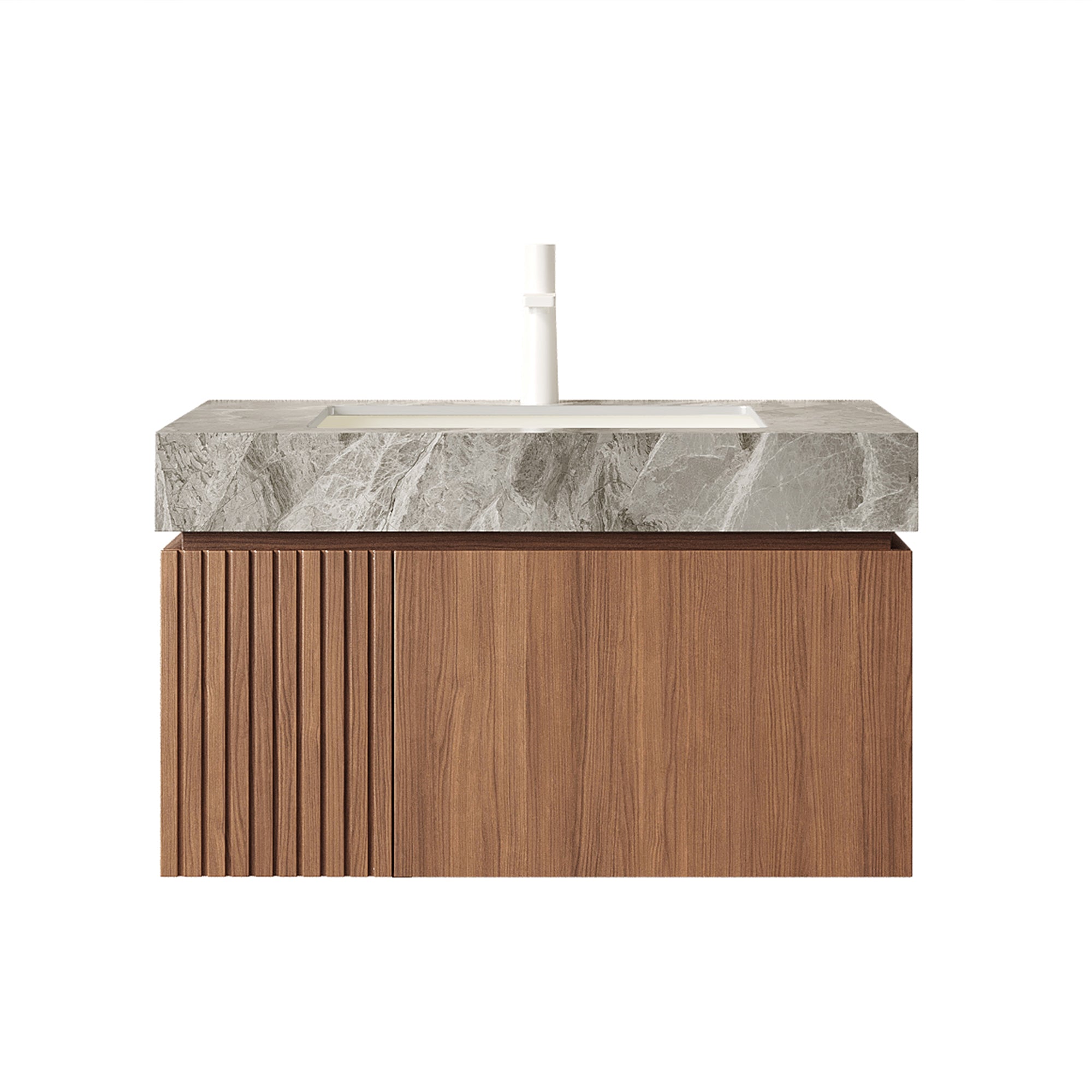 Floating Bathroom Vanity with Ceramic Sink – 24 or 30 Inch — [variant:W6063S00023] 30 in – Light Gray Top image 6