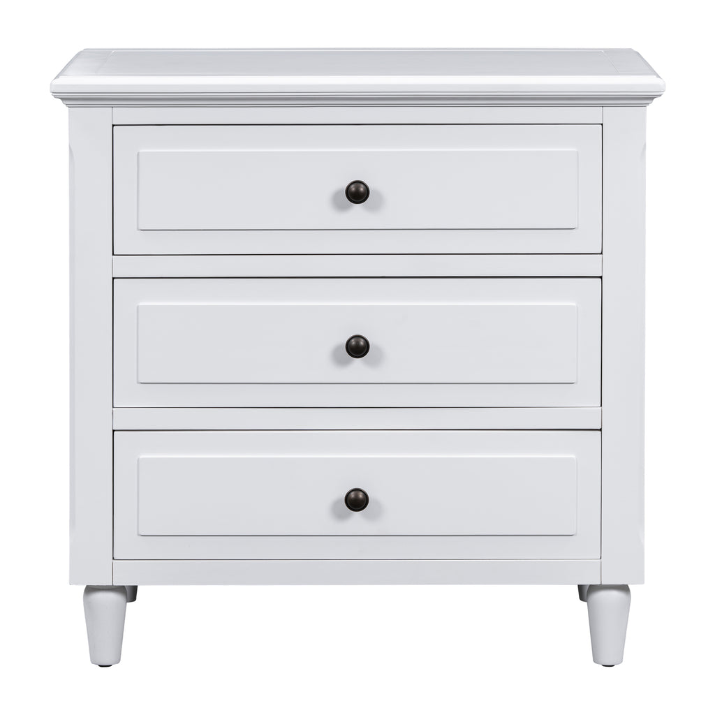 3-Drawer Painted Nightstand – 28-Inch — [variant:N889P444140K] White image 4