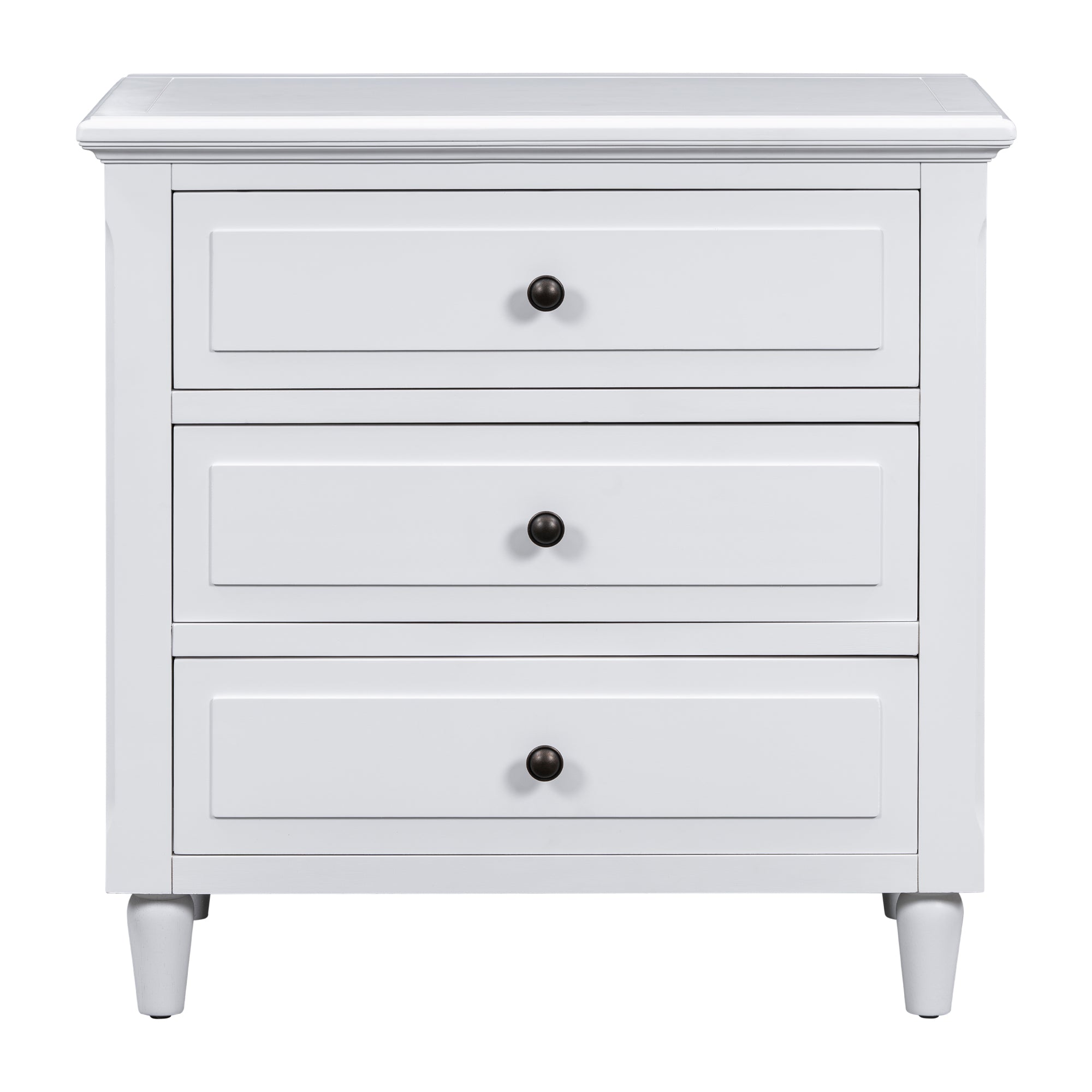 3-Drawer Painted Nightstand – 28-Inch — [variant:N889P444140K] White image 4