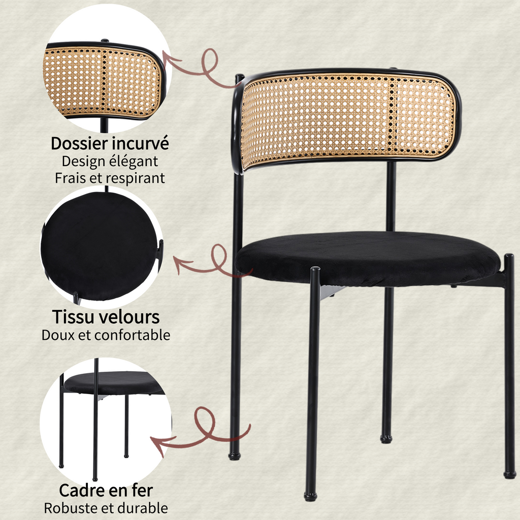 [variant:N859P374642S] Set of 4 Modern Black Velvet Dining Chairs image 7