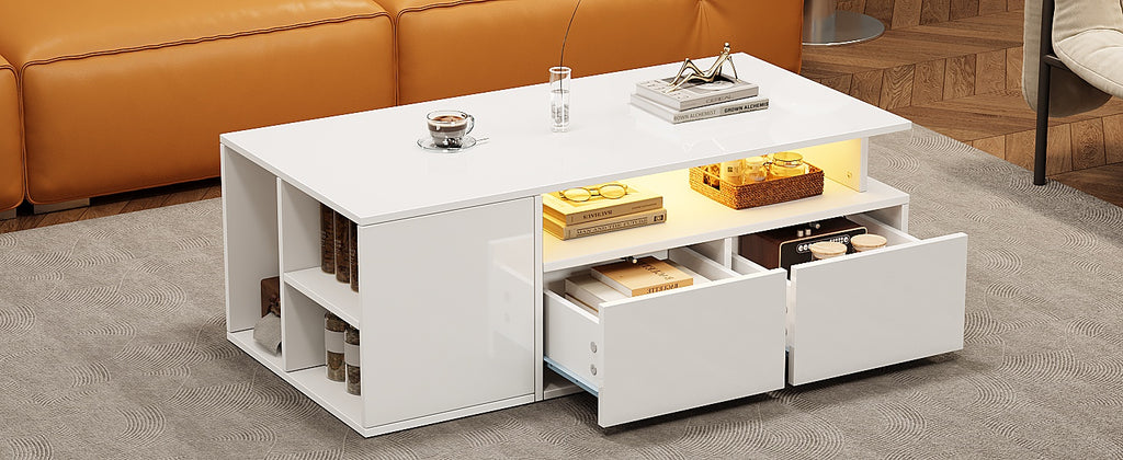 [variant:N892P428788W] High-Gloss LED Coffee Table with Open Storage image 57
