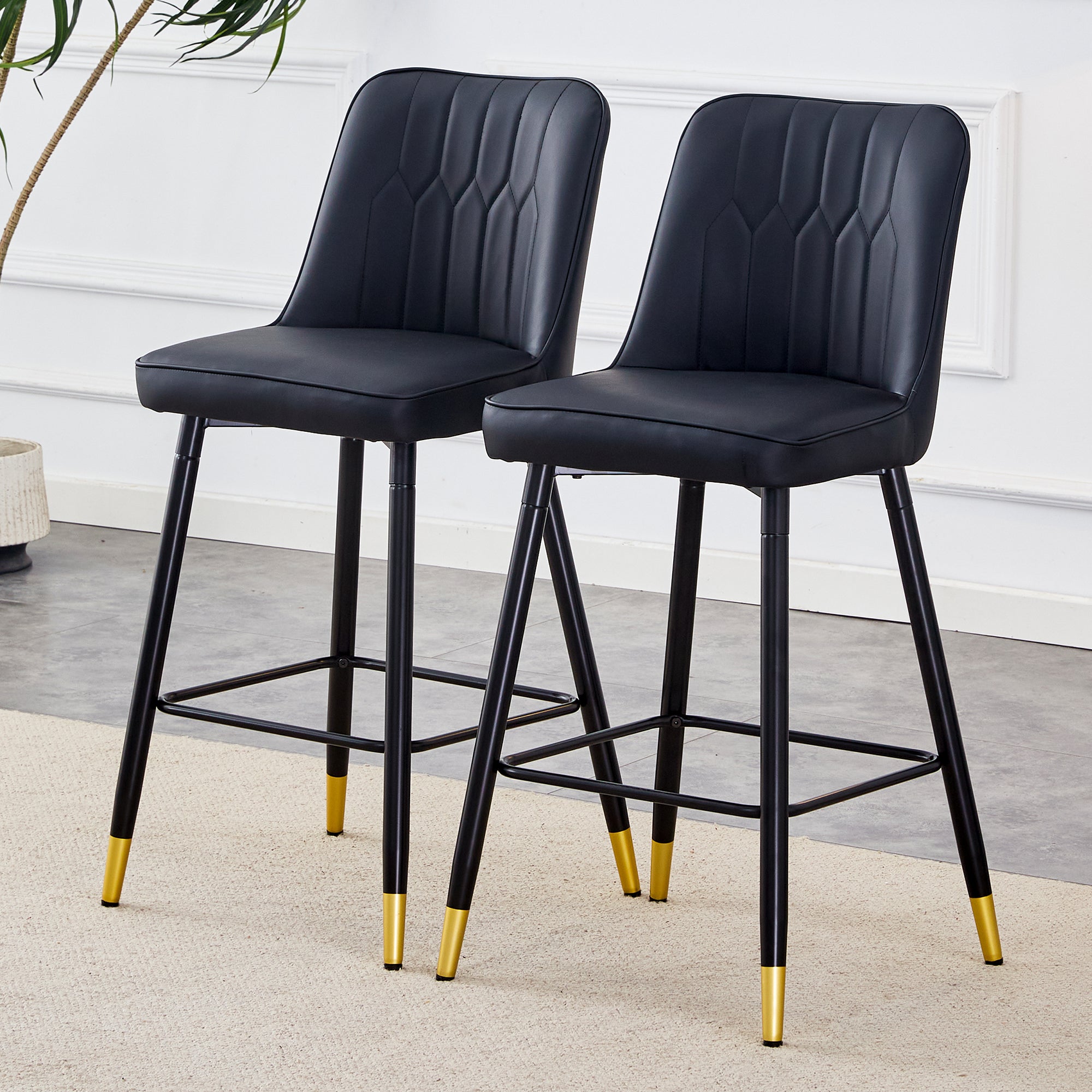 [variant:W3806P404947] PU Leather Bar Stools – Set of 2 image 1