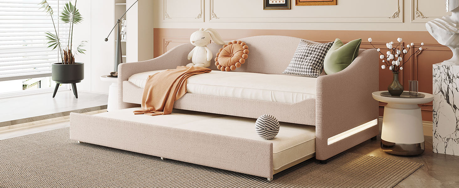 [variant:N850S00065A] Teddy Fleece Twin Daybed with Light and Trundle image 13