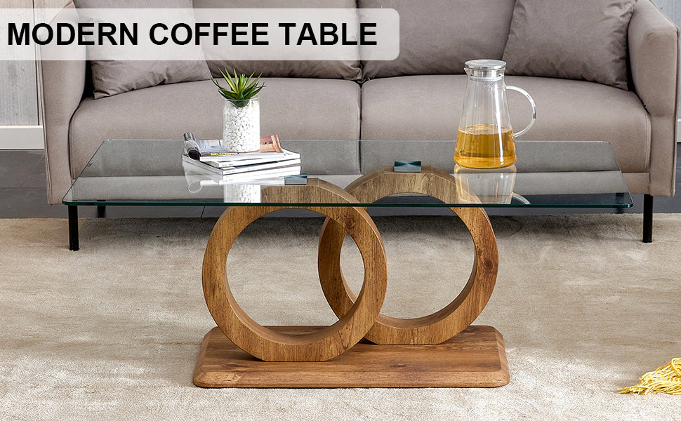 [variant:W3806P439658] Double-Ring Glass Coffee Table image 9
