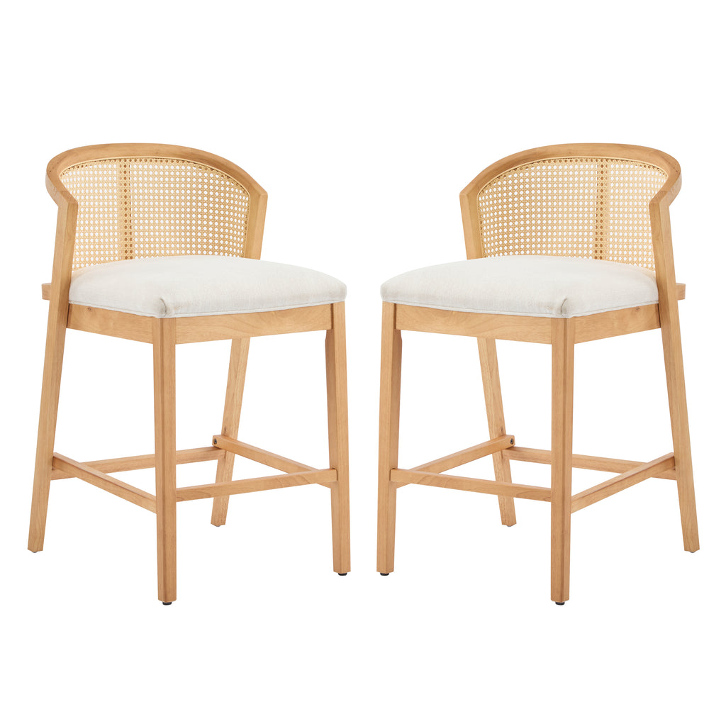 Upholstered Wood Counter Stools – Sets of 2 or 4 — [variant:N897P439502N] Beige,Natural image 2