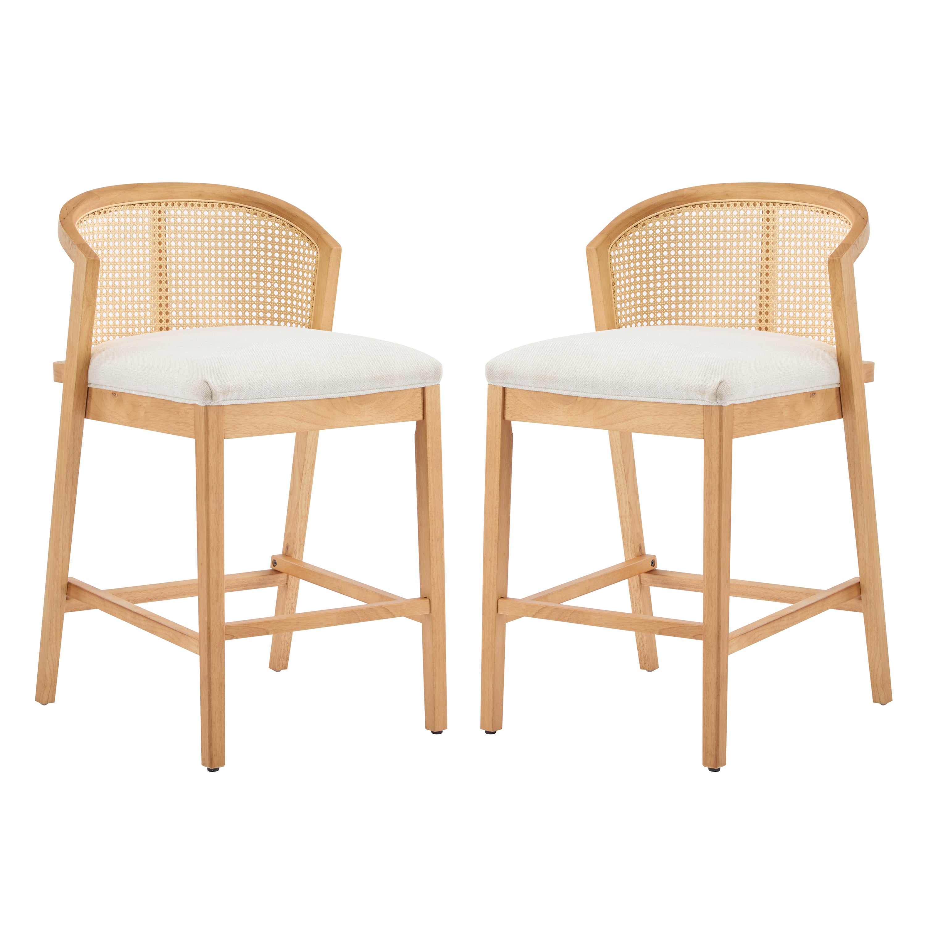 Upholstered Wood Counter Stools – Sets of 2 or 4 — [variant:N897P439502N] Beige,Natural image 2