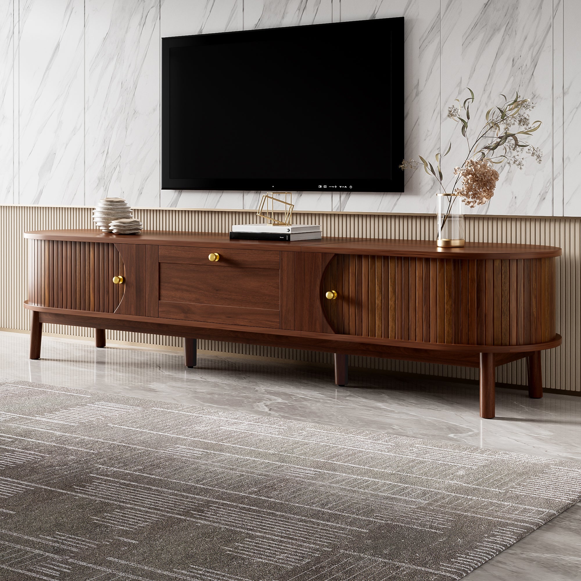 [variant:N875P452044N] Walnut TV Stand with Sliding Doors – 67-Inch image 10