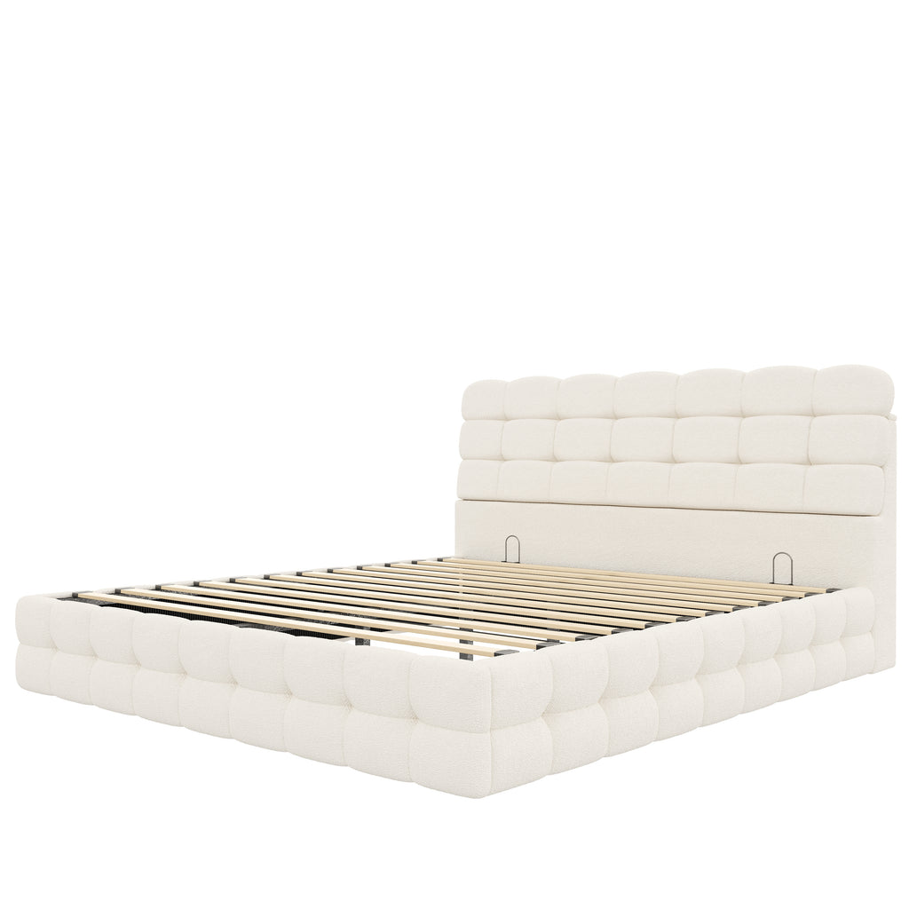 [variant:HS451572AAK] Queen Hydraulic Lift Storage Bed – Cream White image 15