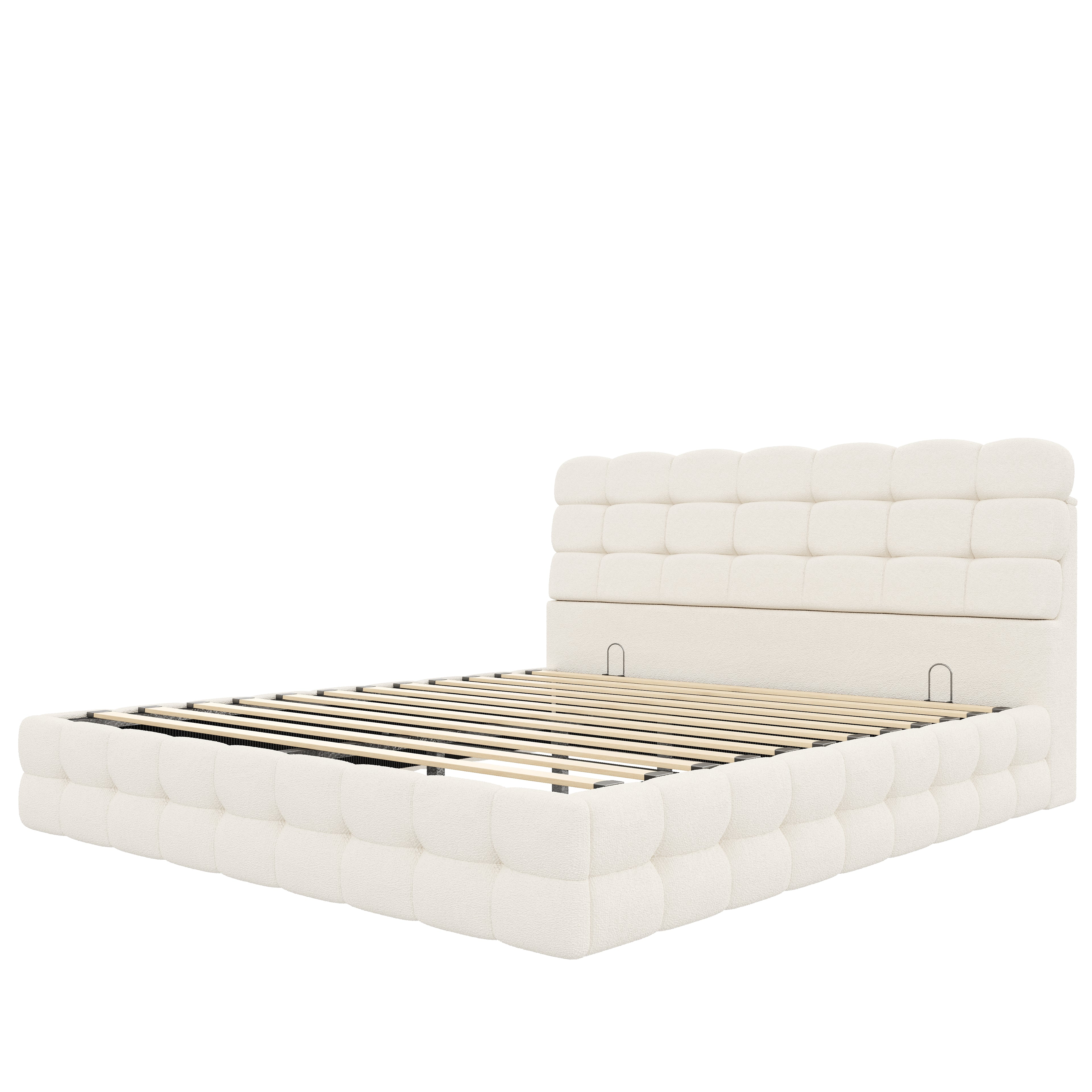 [variant:HS451572AAK] Queen Hydraulic Lift Storage Bed – Cream White image 15