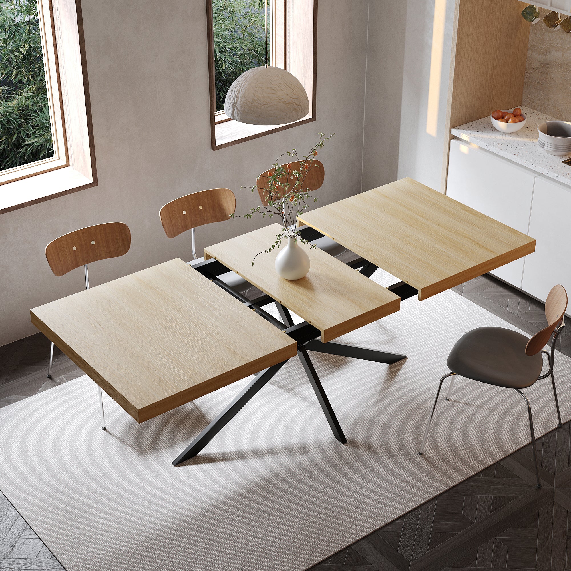Extendable Dining Table with Hidden Storage – 55–71 Inch — [variant:W3679P437341] Natural image 4