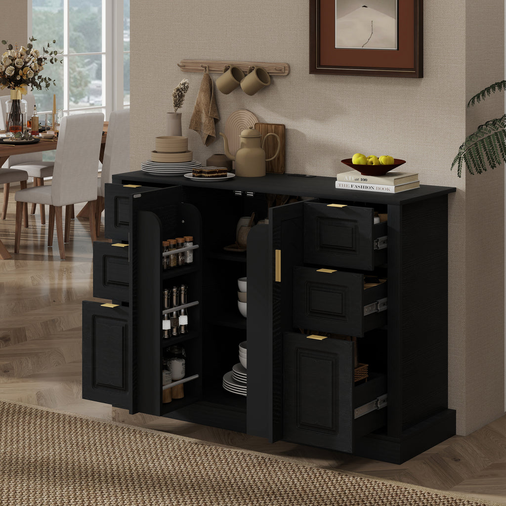 [variant:N889P443160B] Sideboard with 2 Doors, 6 Drawers & Power Outlet image 2