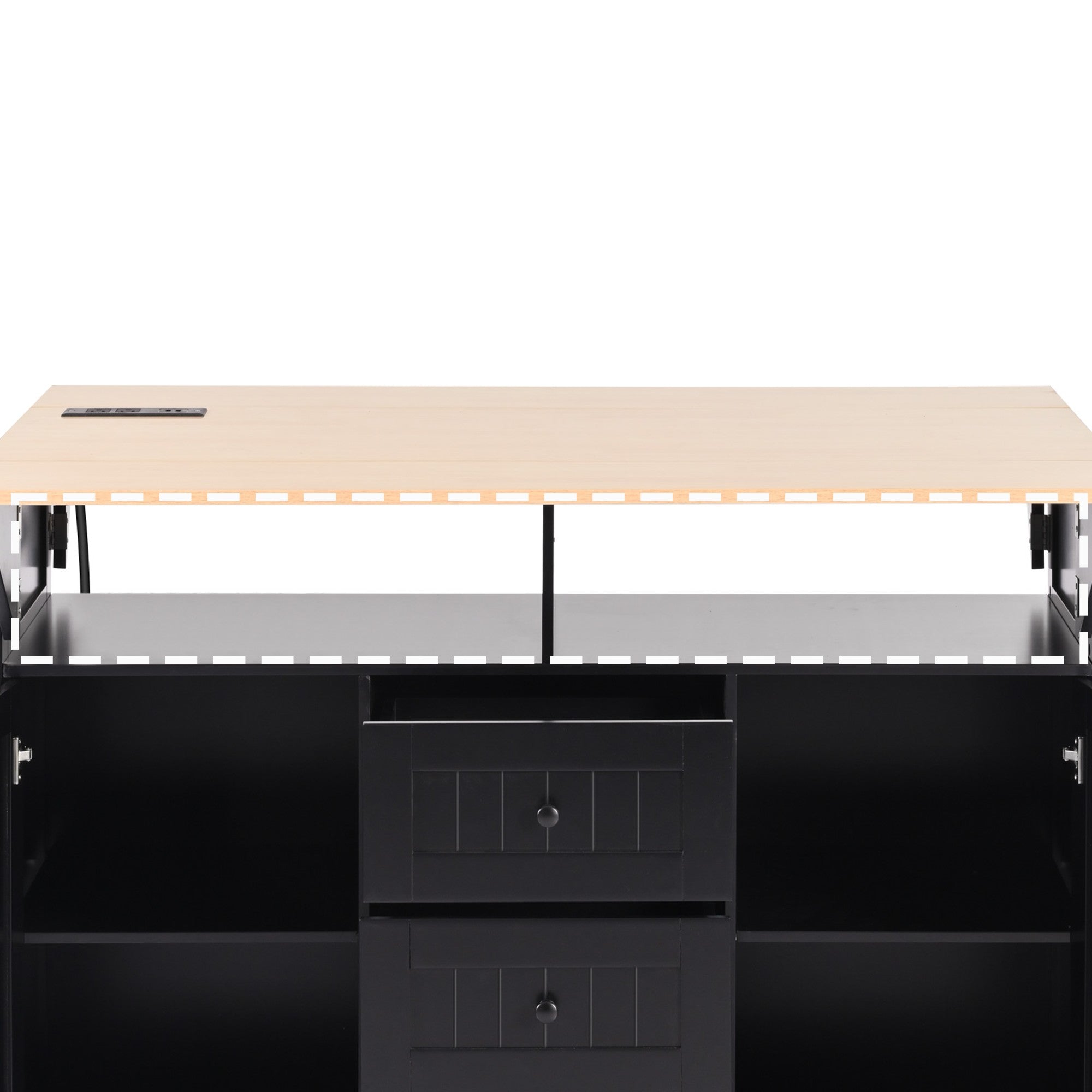 [variant:N853S000006B] Dual-Drop-Leaf Rolling Kitchen Island – Black, 55.75-Inch image 15