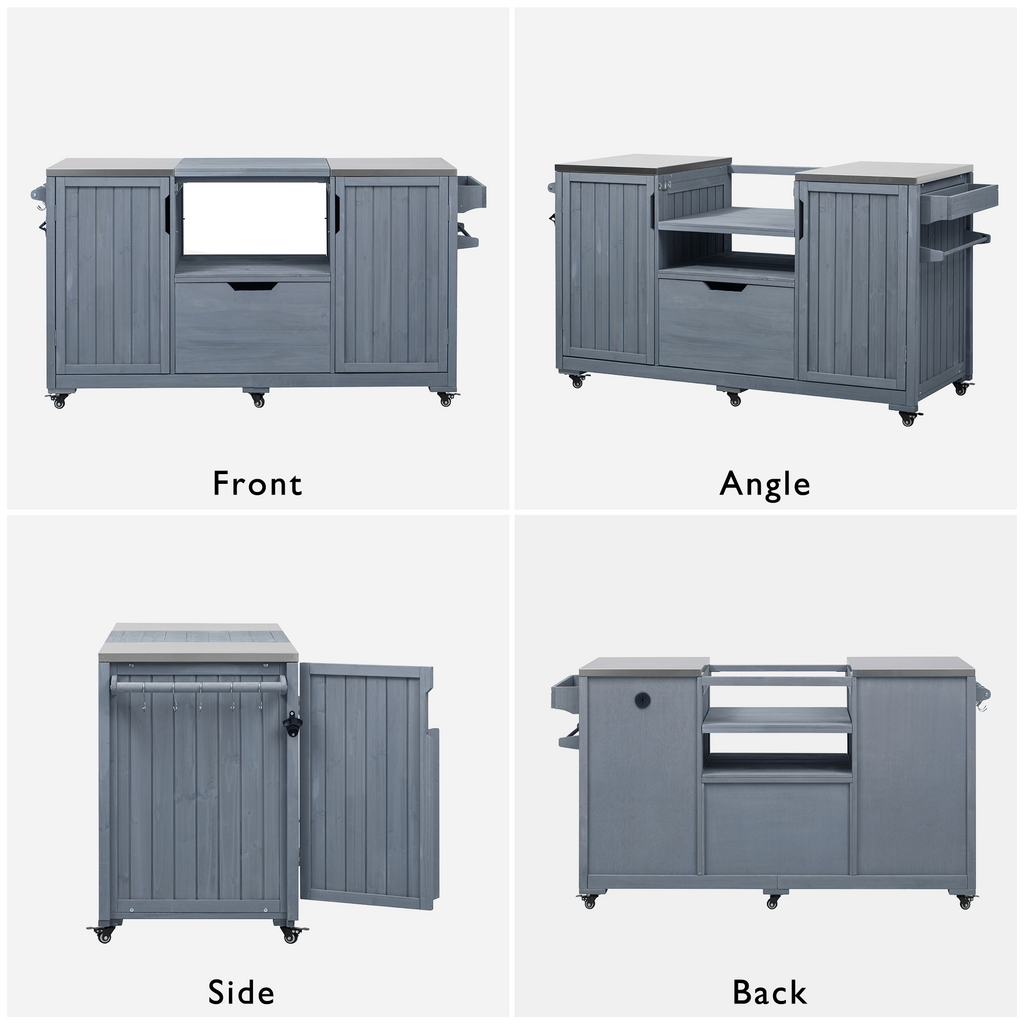 [variant:N853P386132G] Outdoor Grill Cart for 21–22-Inch Kamado Grills – Gray and Blue, 66.5-Inch image 34