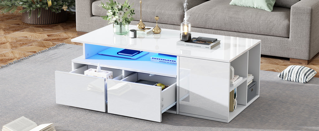 [variant:N892P428788W] High-Gloss LED Coffee Table with Open Storage image 58