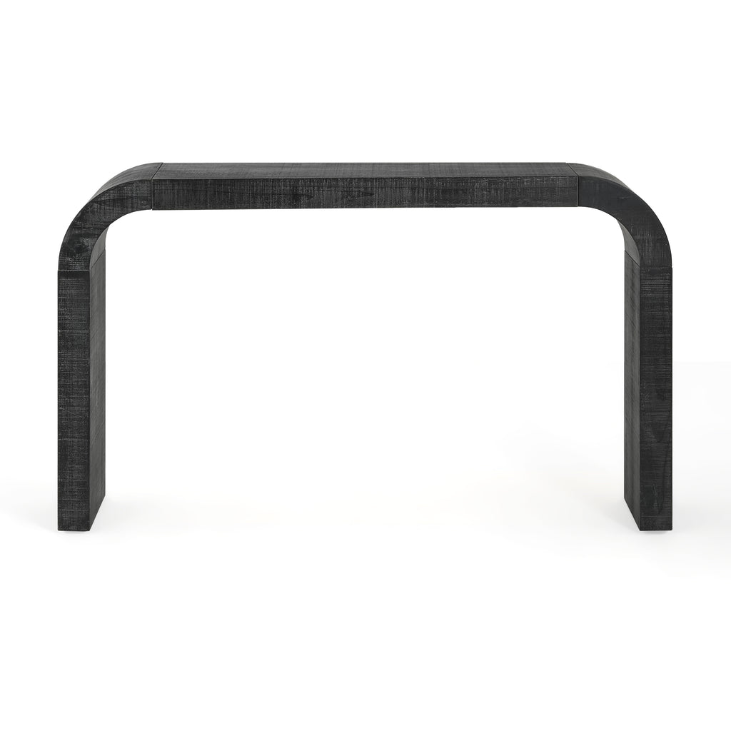 Curved-Edge Pine Veneer Console Table – 52-Inch — [variant:N851P415011B] Black image 6
