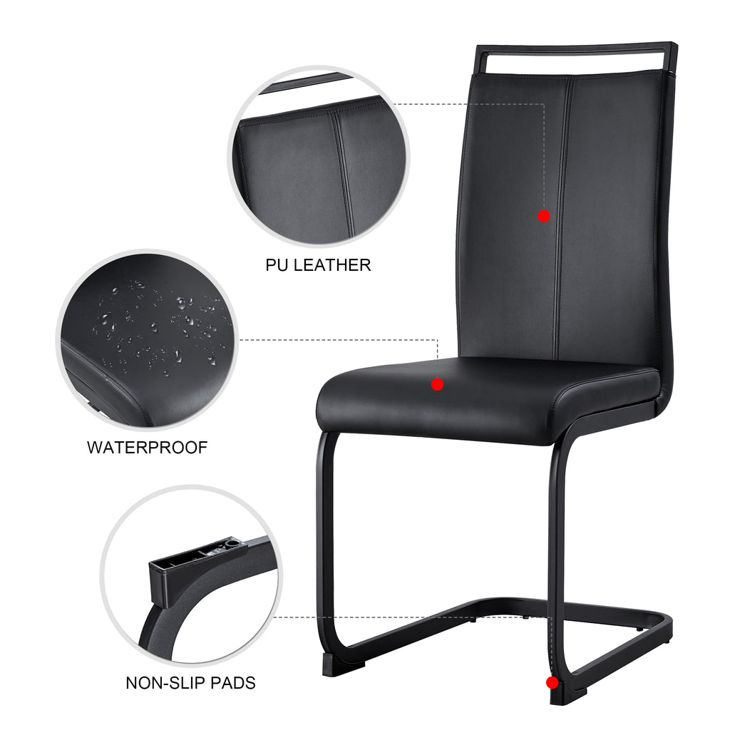 [variant:W3806P404689] Set of 2 Black PU Leather Dining Chairs image 7