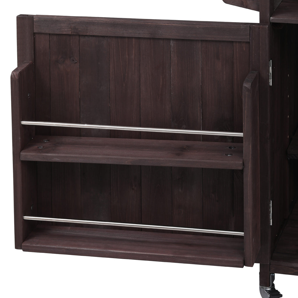[variant:N853P386135Z] Outdoor Grill Cart with Raised Shelf – Dark Brown, 53.3-Inch image 31