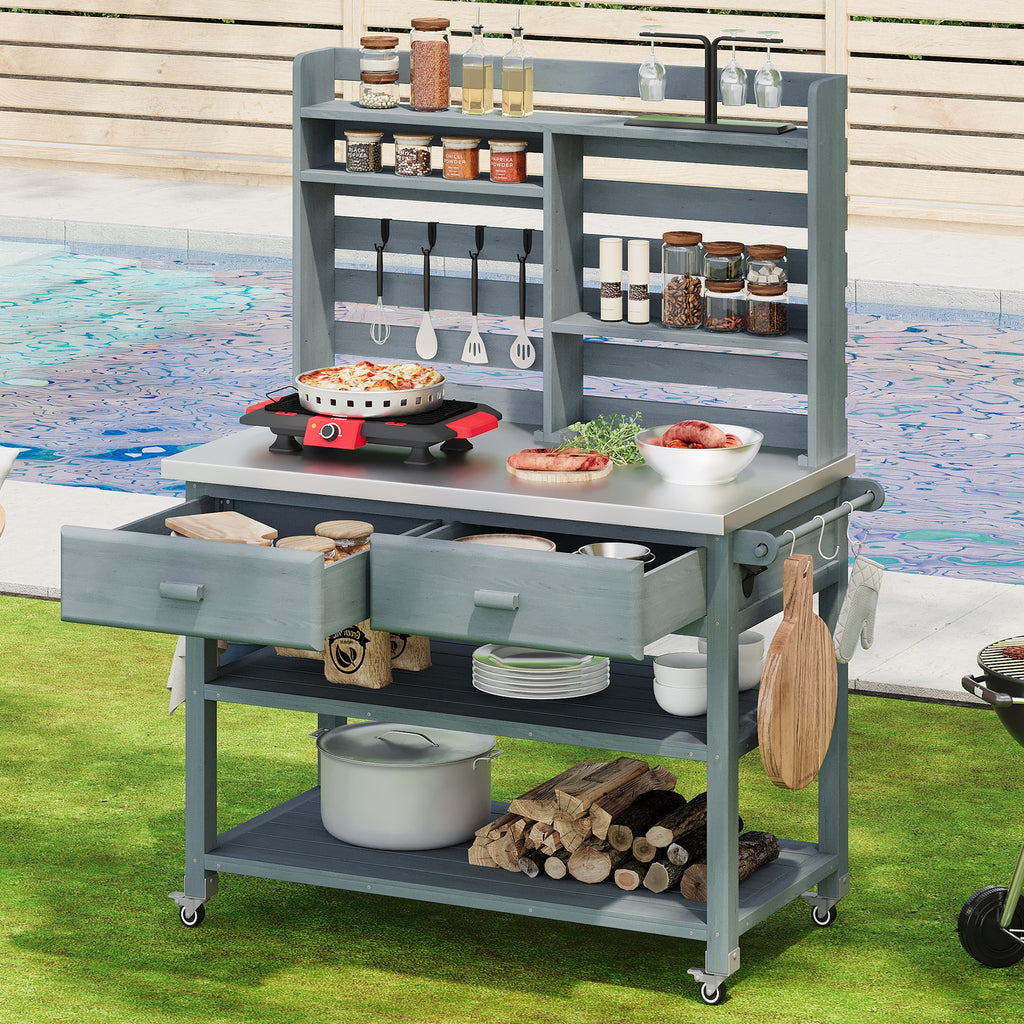 [variant:N853P386121G] Rolling Outdoor Potting Bench with Stainless Steel Top image 29