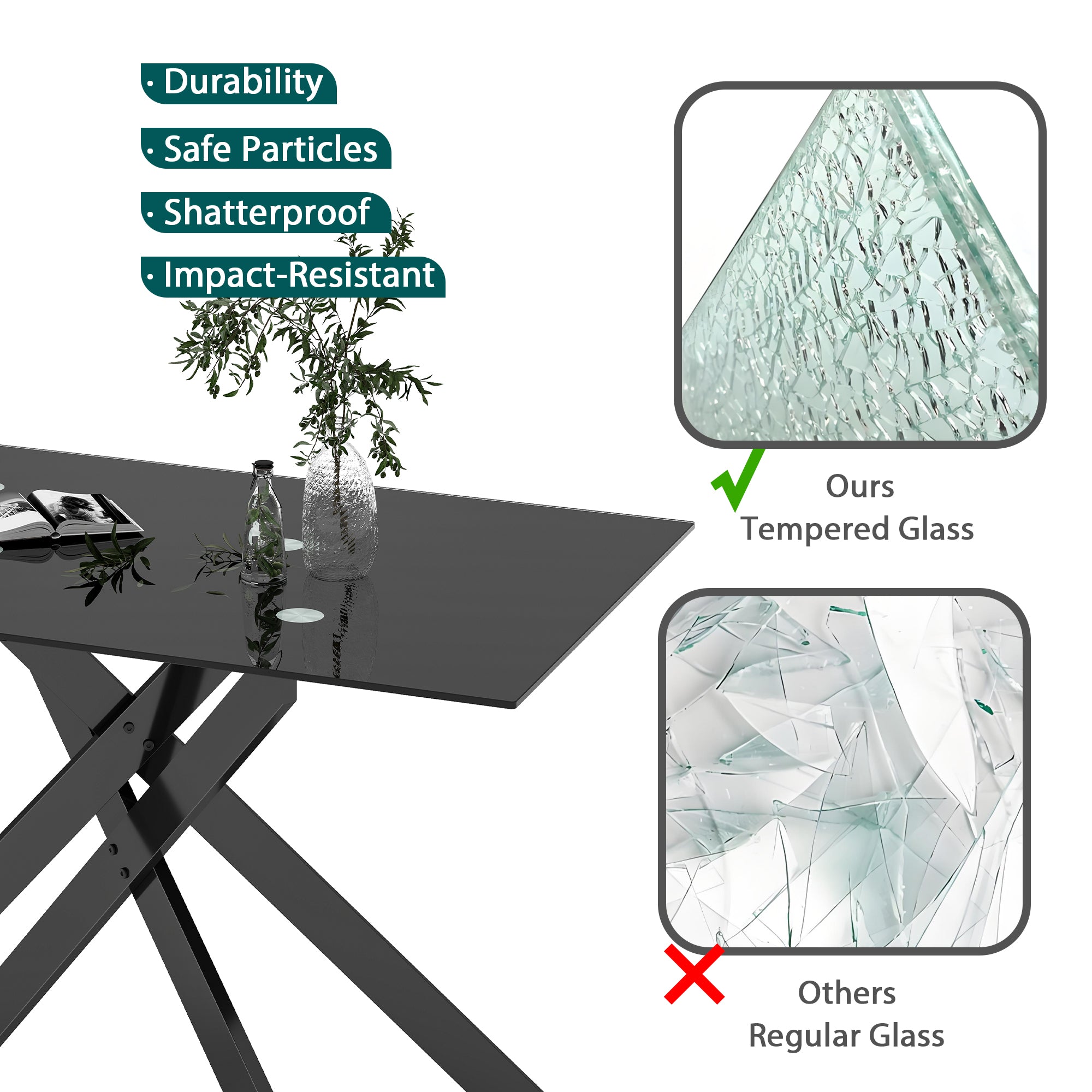 [variant:W3856P411912] Tempered-Glass Dining Table – 51-Inch image 16
