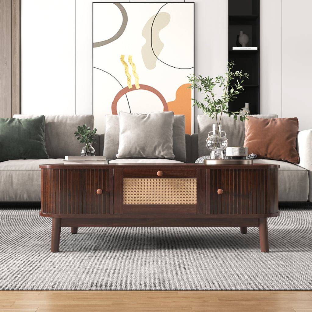 [variant:N875P360725N] Natural Rattan Coffee Table with Sliding Doors image 9