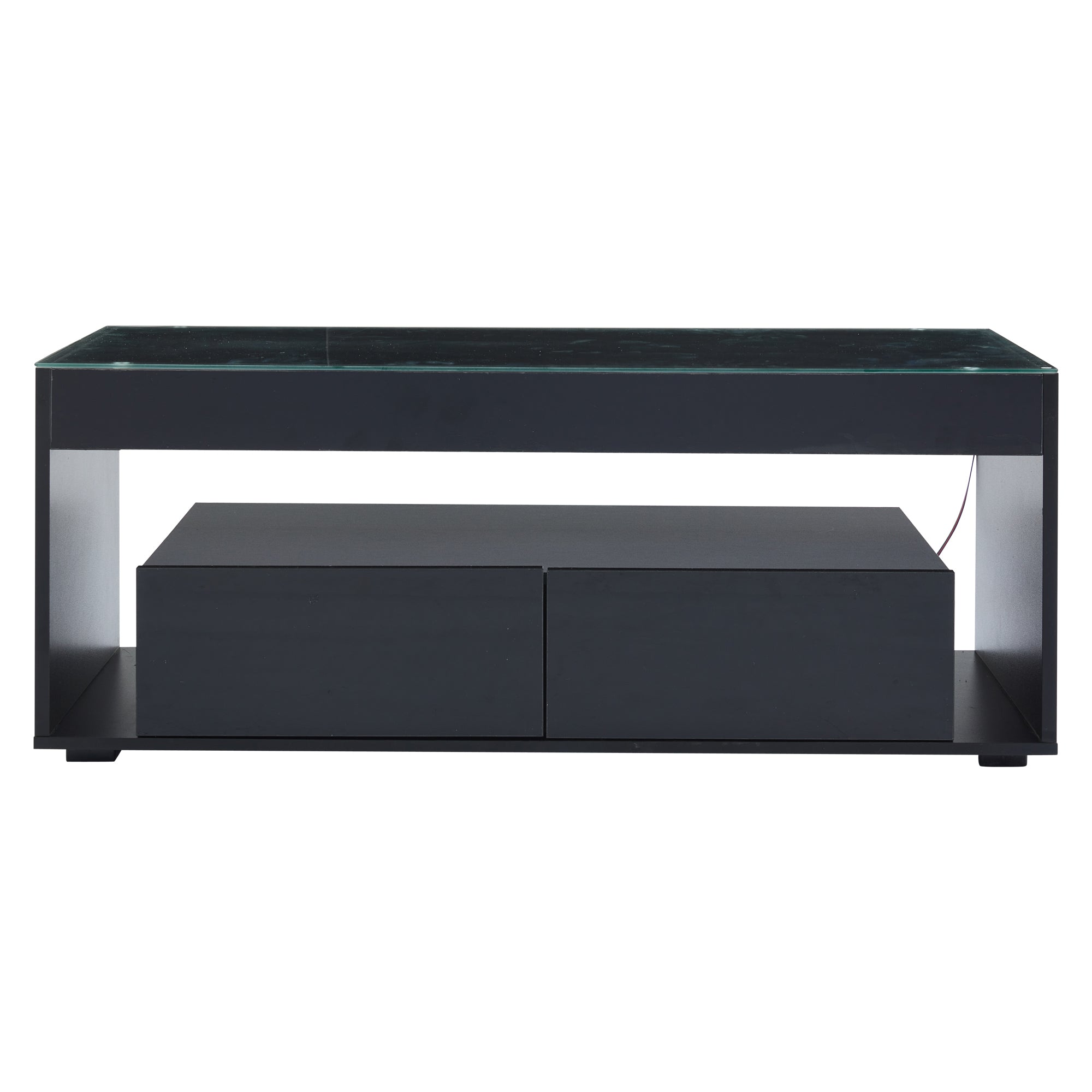 [variant:N892P428787B] High-Gloss LED Coffee Table with Glass Top and Drawers image 10