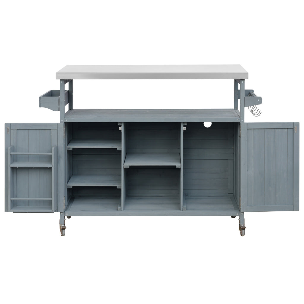 [variant:N853P386114G] Outdoor Grill Cart with Stainless Steel Top – Gray and Blue, 50.25-Inch image 21