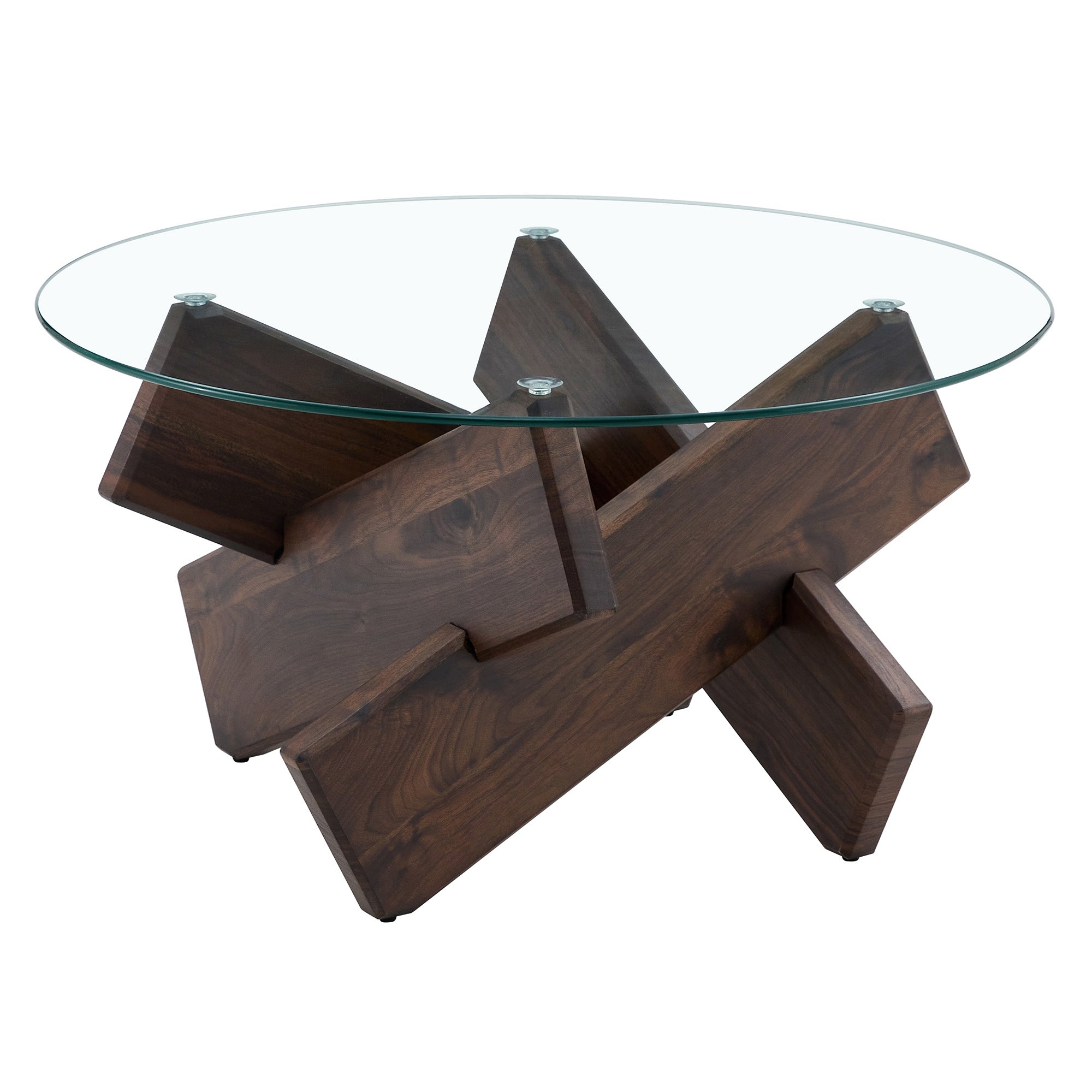 [variant:W3806P404749] Round Glass Coffee Table with Walnut-Finish Base – 33.4-Inch image 25