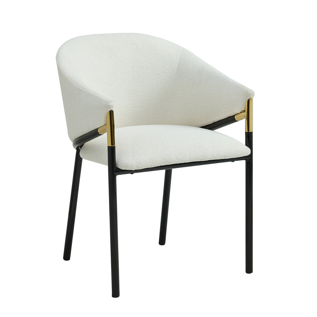 [variant:N876P313041A-2] Set of 4 Mid-Century Upholstered Dining Chairs – White image 4