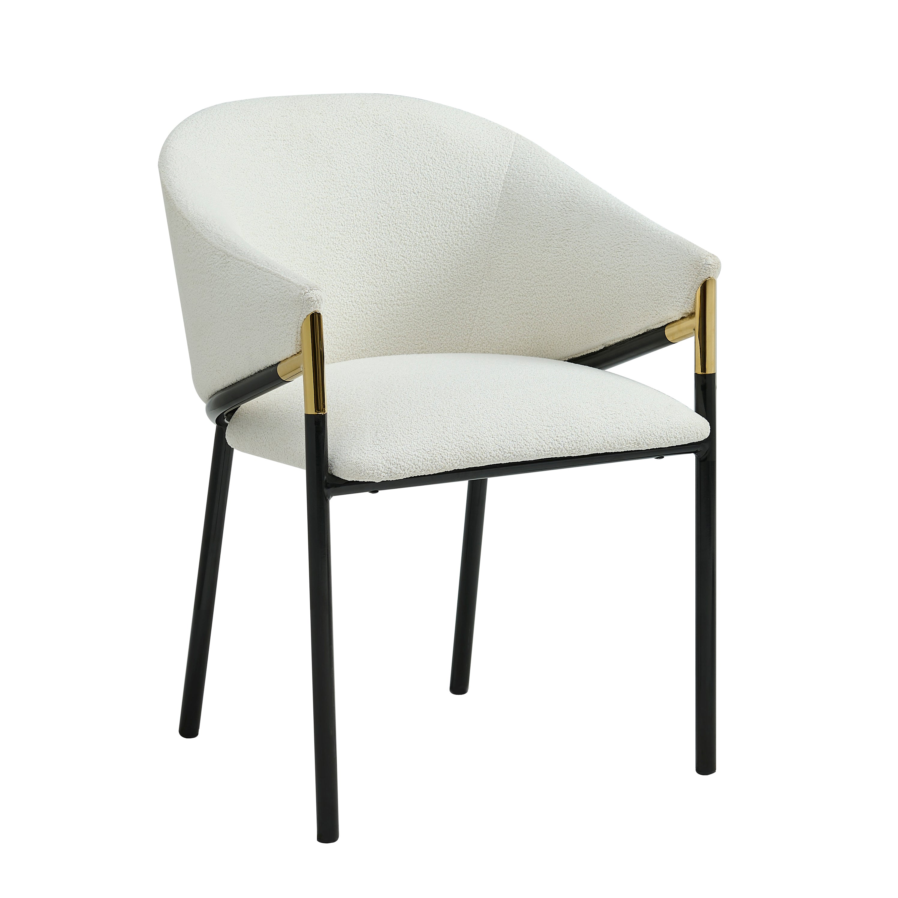 [variant:N876P313041A-2] Set of 4 Mid-Century Upholstered Dining Chairs – White image 4