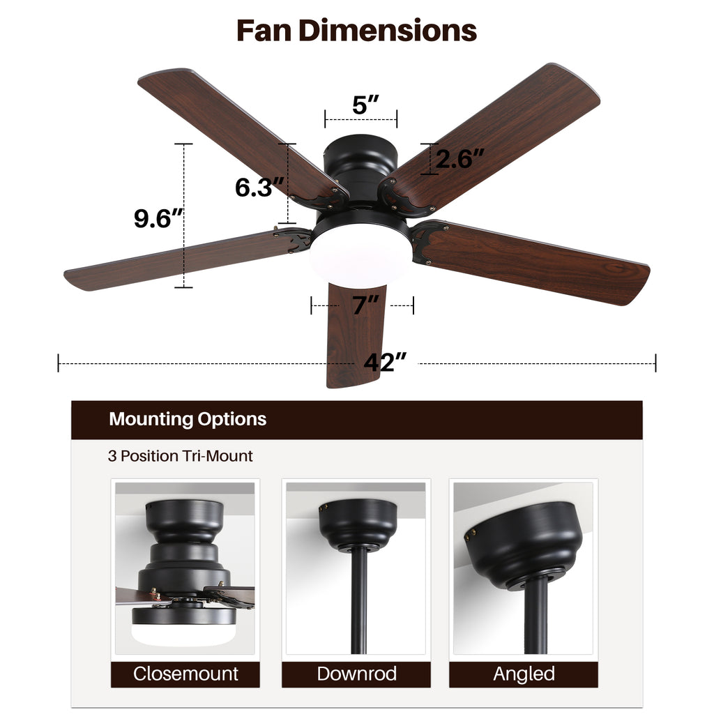 [variant:W5691P515283] Matte Black Ceiling Fan with Dimmable Light – 42-Inch image 8