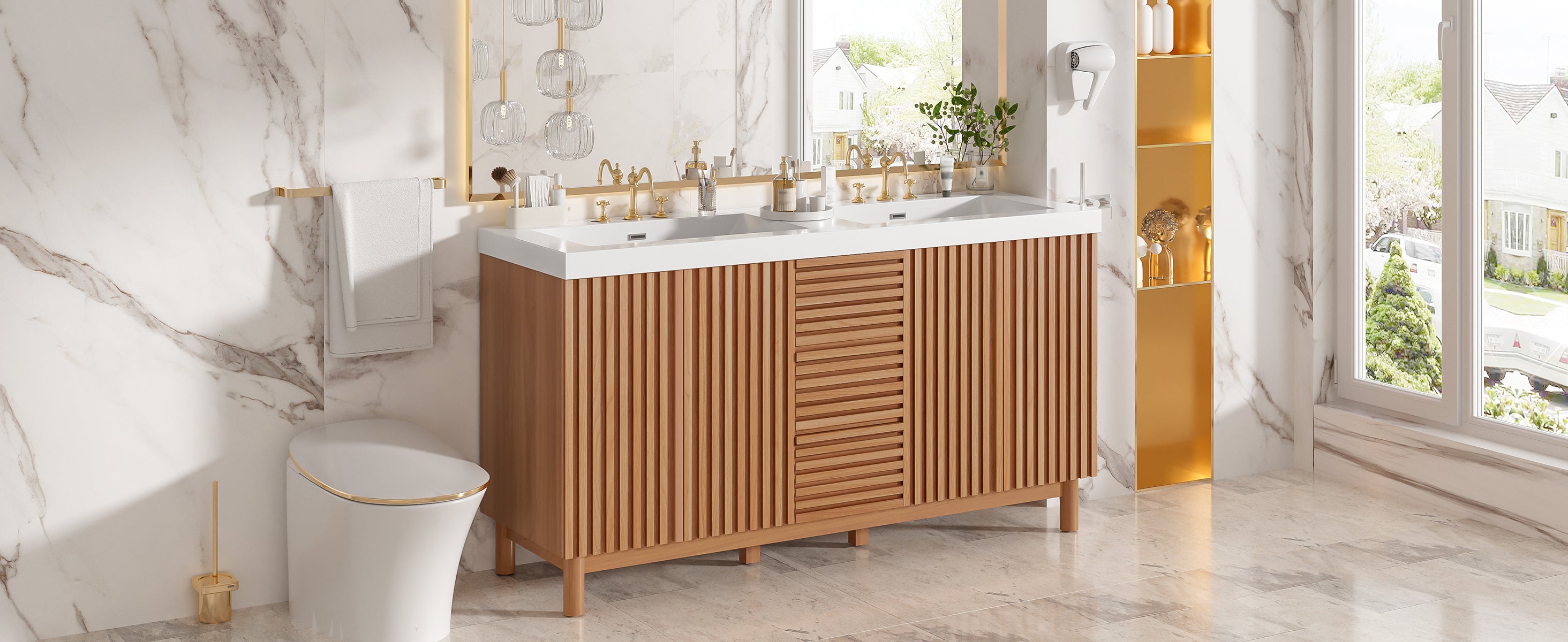[variant:N729P000037N] Double-Sink Bathroom Vanity with Storage – 59.3-Inch image 36