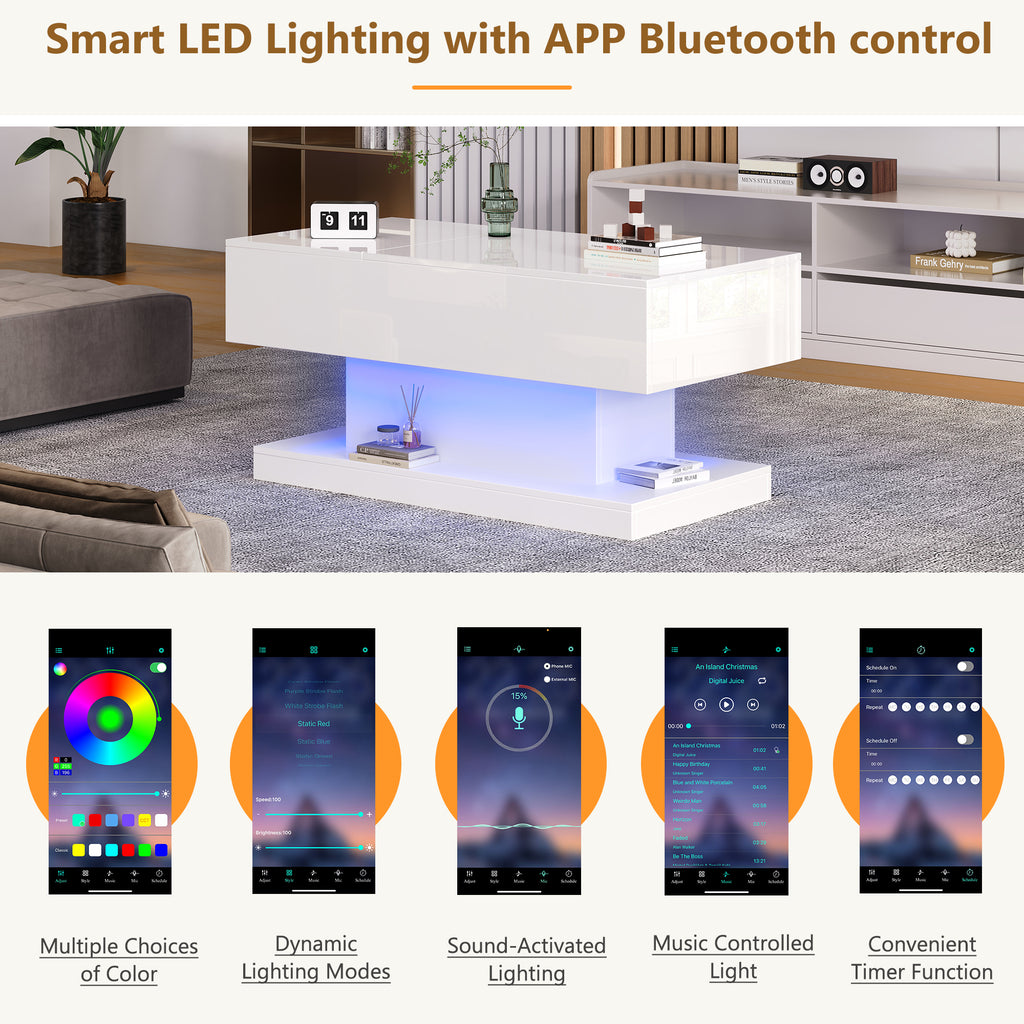 [variant:N892P407974W] High-Gloss Lift-Top Coffee Table with LED Lights image 36
