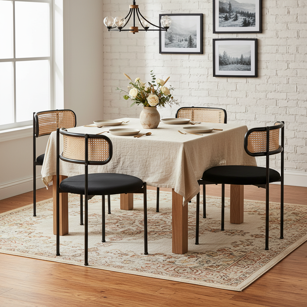 [variant:N859P374642S] Set of 4 Modern Black Velvet Dining Chairs image 1