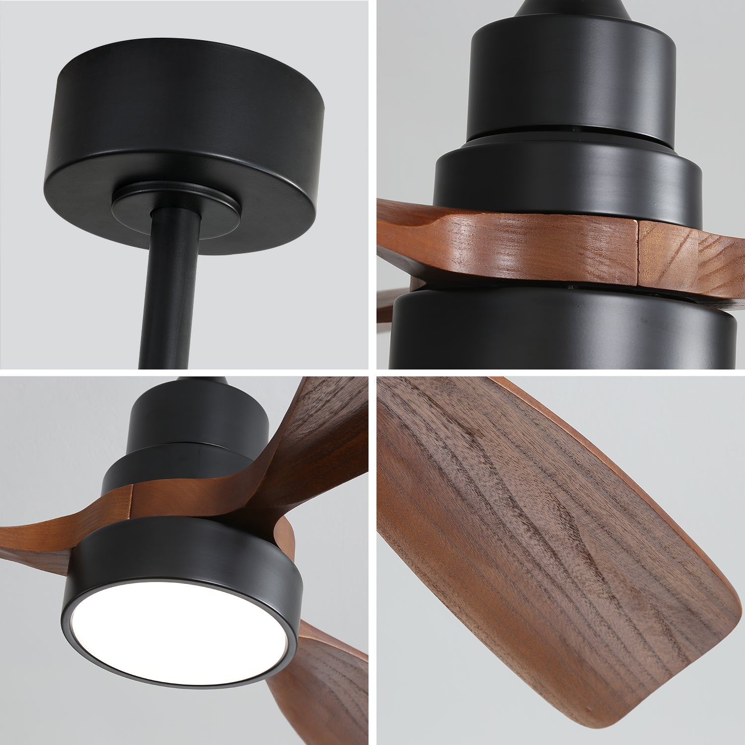 [variant:W5691P514926] Matte Black Solid Wood Ceiling Fan with Dimmable Light – 48-Inch image 7